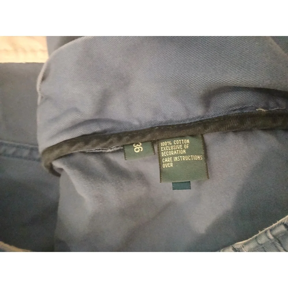 Vintage Polo Ralph Lauren BLUE Cargo Shorts Mens 36'fits 38w Khaki Chino Preppy - Picture 4 of 11